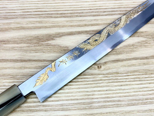 Michiko Kubota Engrave Yanagiba 300mm Ten-Ryu in GOLD