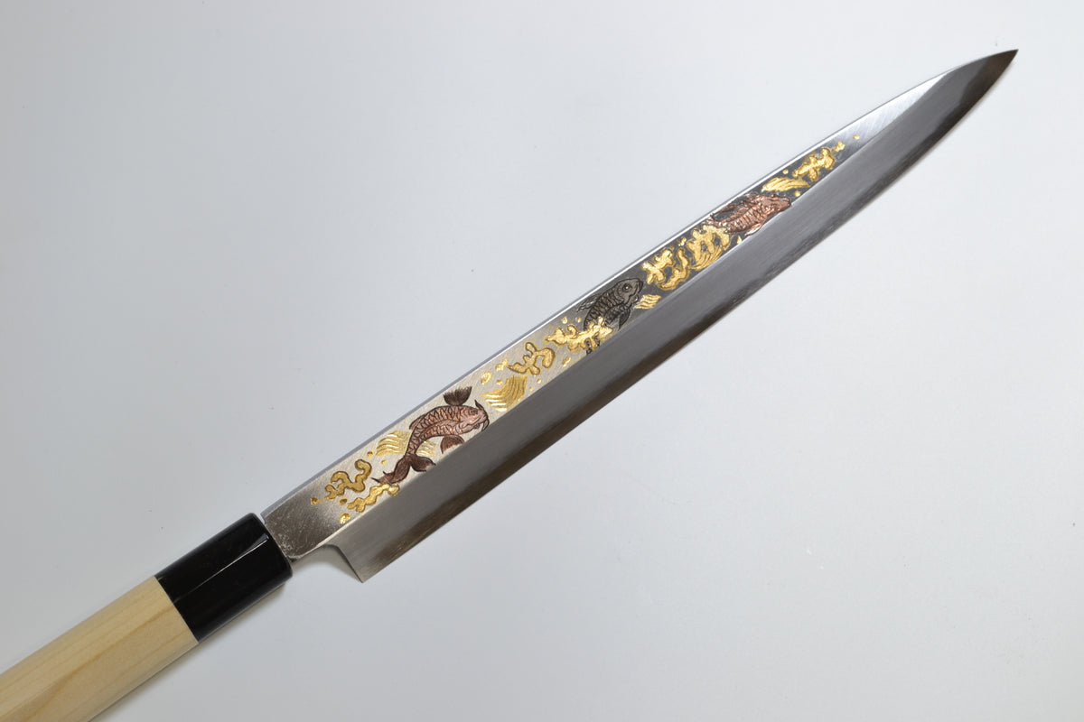 [PRE-ORDER] Michiko Kubota Engraved Yanagiba 270mm — Dance of Koi