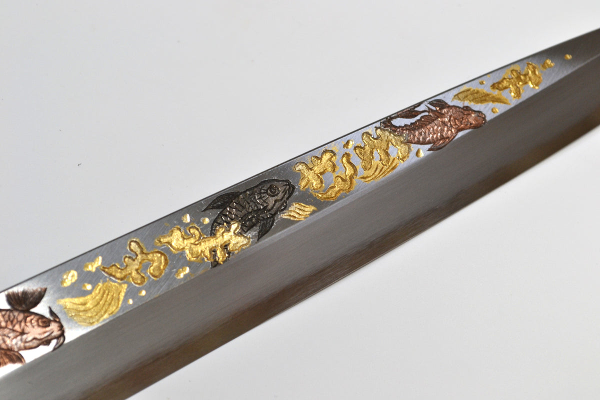 [PRE-ORDER] Michiko Kubota Engraved Yanagiba 270mm — Dance of Koi