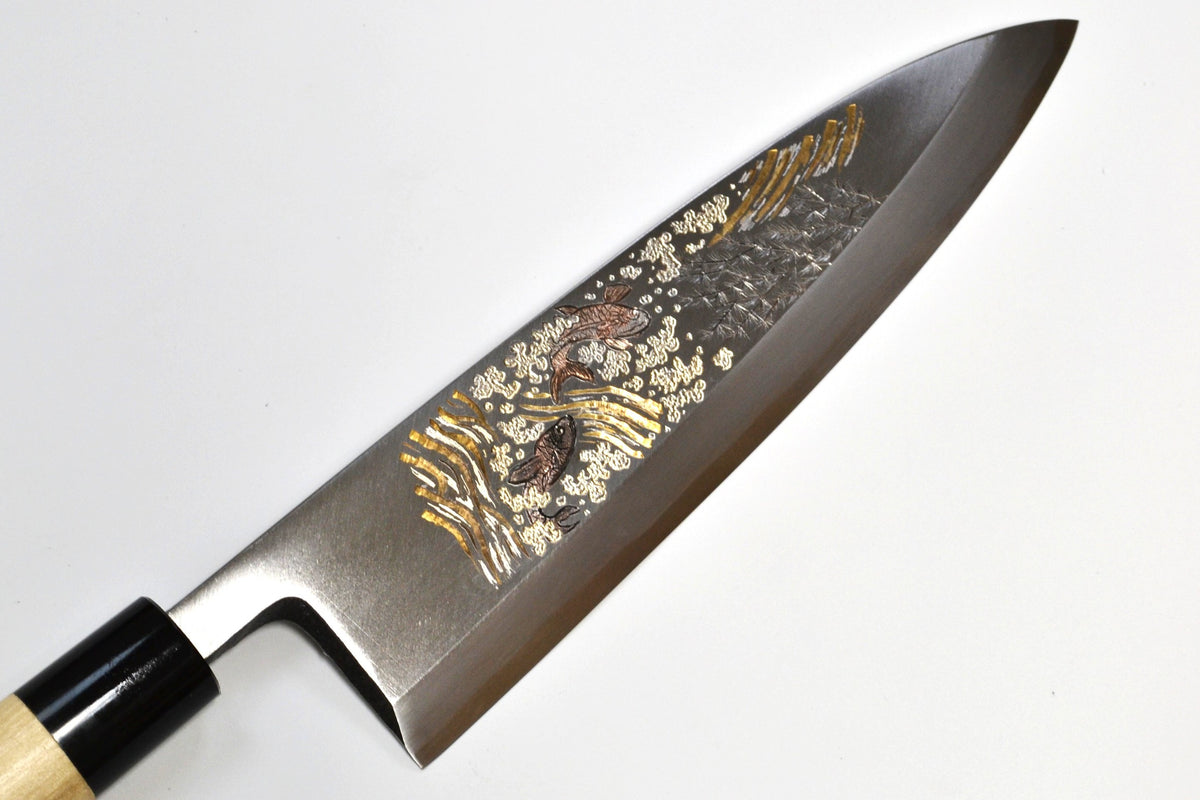 [PRE-ORDER] Michiko Kubota Engraved Deba 240mm — Ascend of Koi
