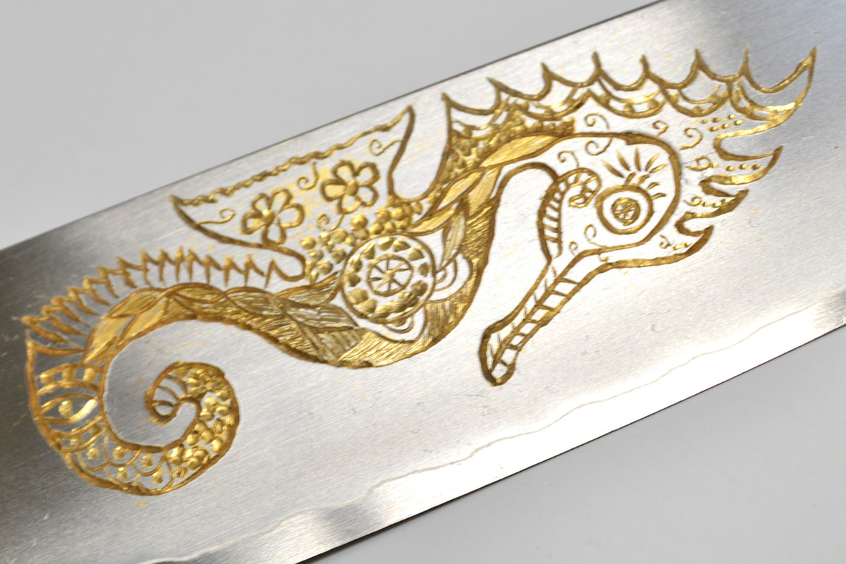 [PRE-ORDER] Michiko Kubota Engraved Wa Santoku 180mm — Seahorse