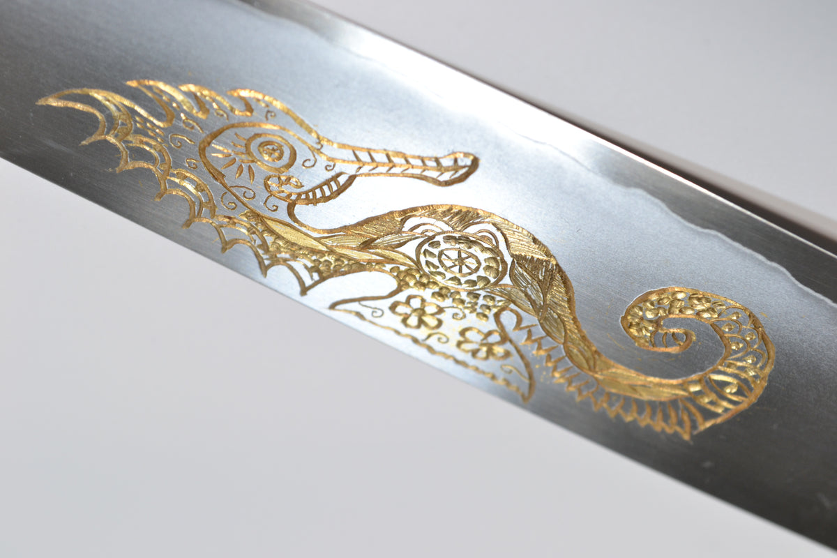 [PRE-ORDER] Michiko Kubota Engraved Wa Santoku 180mm — Seahorse