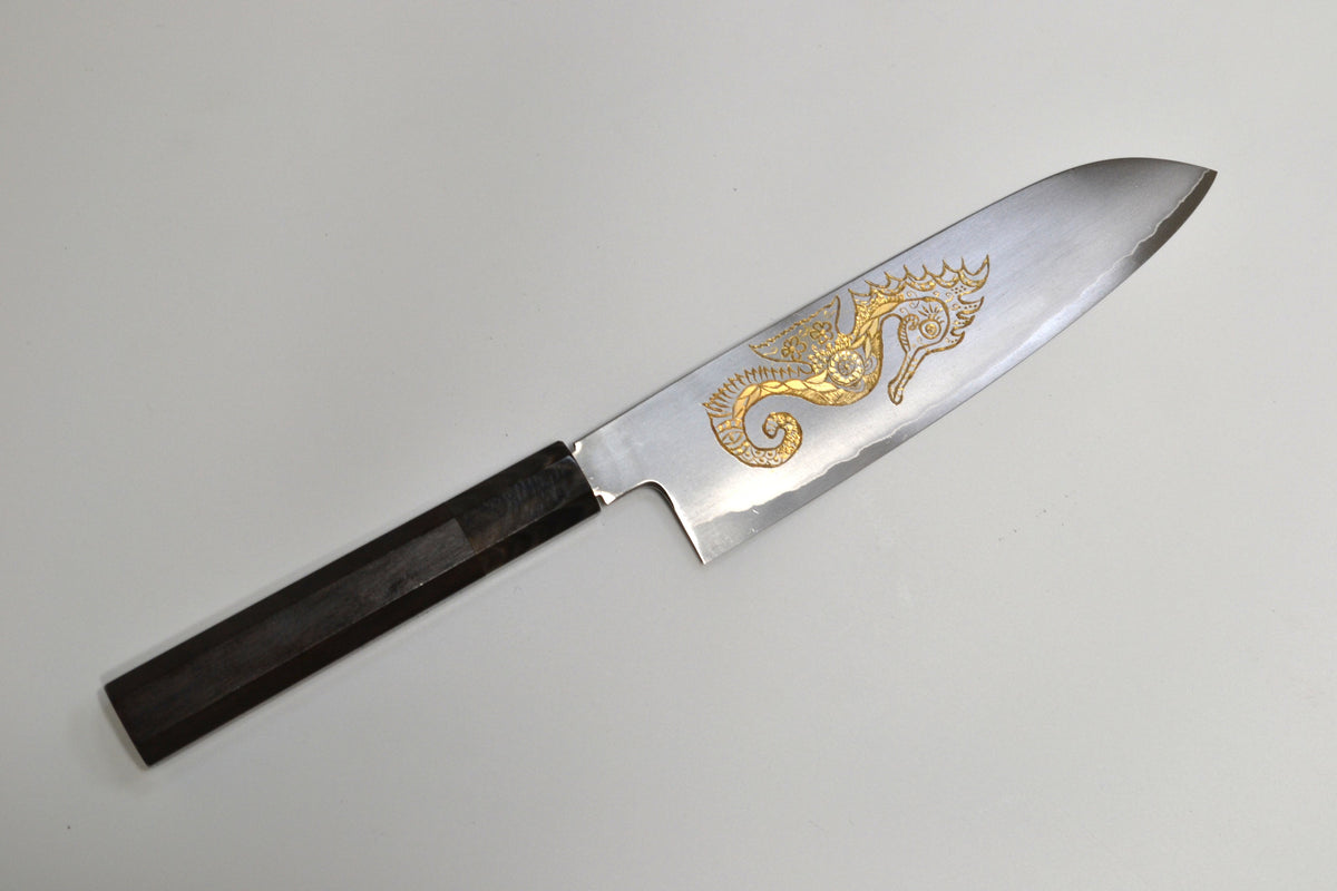 [PRE-ORDER] Michiko Kubota Engraved Wa Santoku 180mm — Seahorse