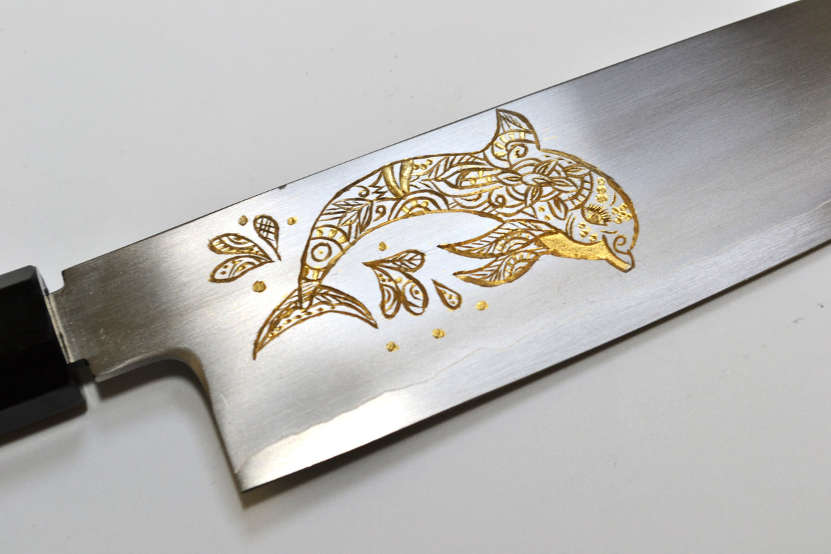 [PRE-ORDER] Michiko Kubota Engraved Wa Santoku 180mm — Dolphin