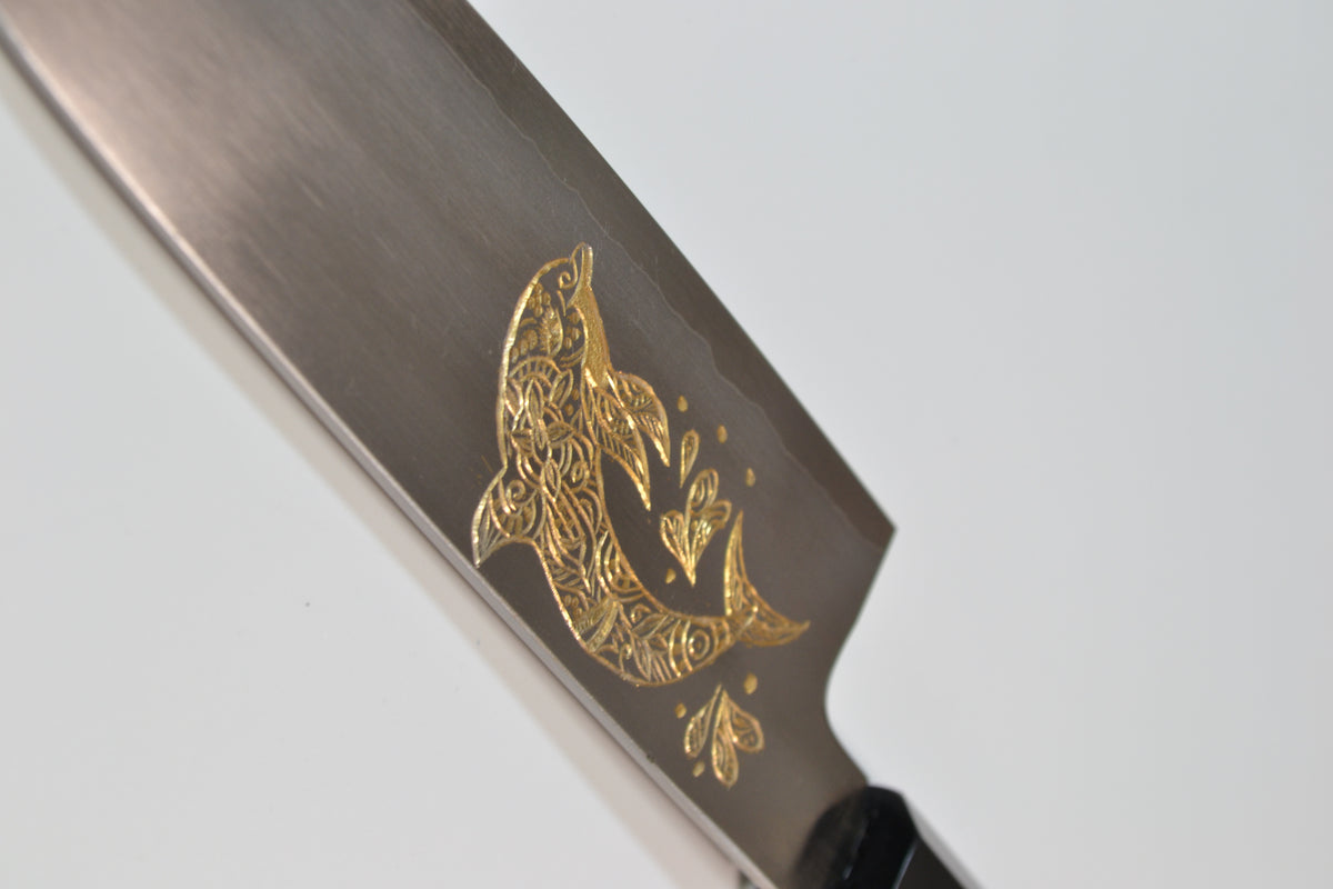 [PRE-ORDER] Michiko Kubota Engraved Wa Santoku 180mm — Dolphin