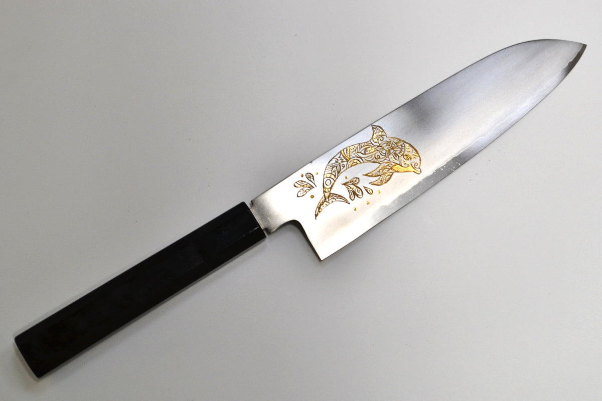 [PRE-ORDER] Michiko Kubota Engraved Wa Santoku 180mm — Dolphin