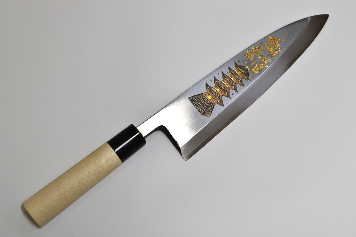 [PRE-ORDER] Michiko Kubota Engraved Deba 240mm — Five-Storied Pagoda