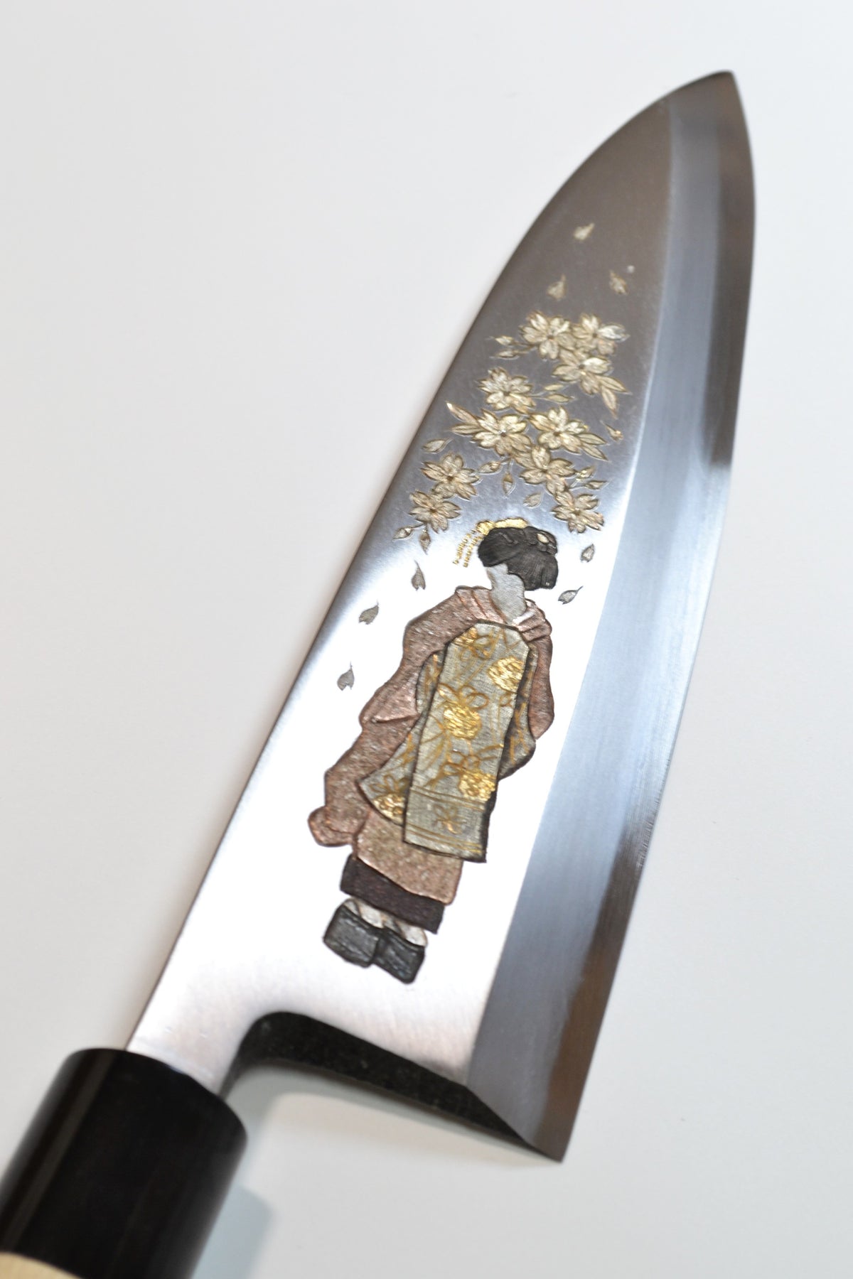 [PRE-ORDER] Michiko Kubota Engraved Deba 240mm — Maiko and Sakura