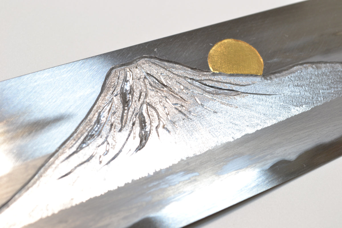 [PRE-ORDER] Michiko Kubota Engraved Gyuto 240mm — Sunset over Mt. Fuji
