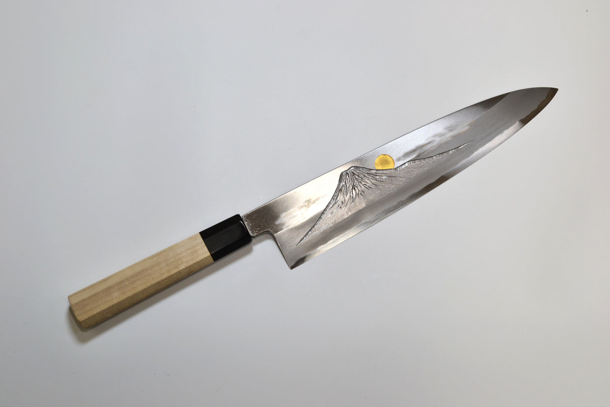 [PRE-ORDER] Michiko Kubota Engraved Gyuto 240mm — Sunset over Mt. Fuji