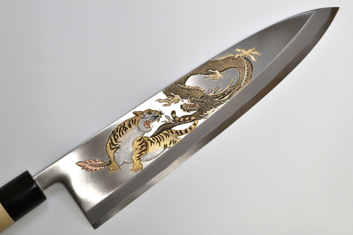[PRE-ORDER] Michiko Kubota Engraved Deba 300mm — Spirit of Dragon and Tiger
