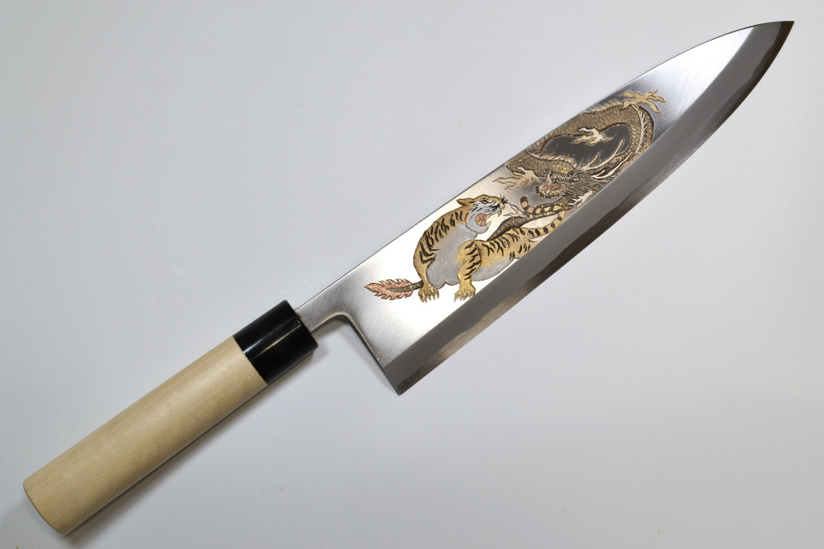[PRE-ORDER] Michiko Kubota Engraved Deba 300mm — Spirit of Dragon and Tiger