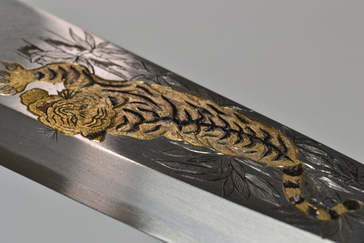 [PRE-ORDER] Michiko Kubota Engraved Deba 240mm — The Tiger’s Gaze