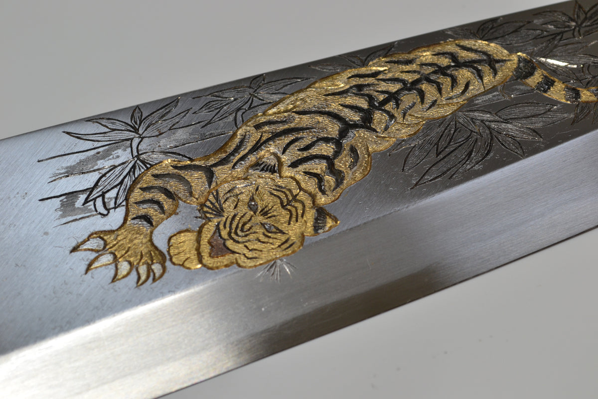 [PRE-ORDER] Michiko Kubota Engraved Deba 240mm — The Tiger’s Gaze