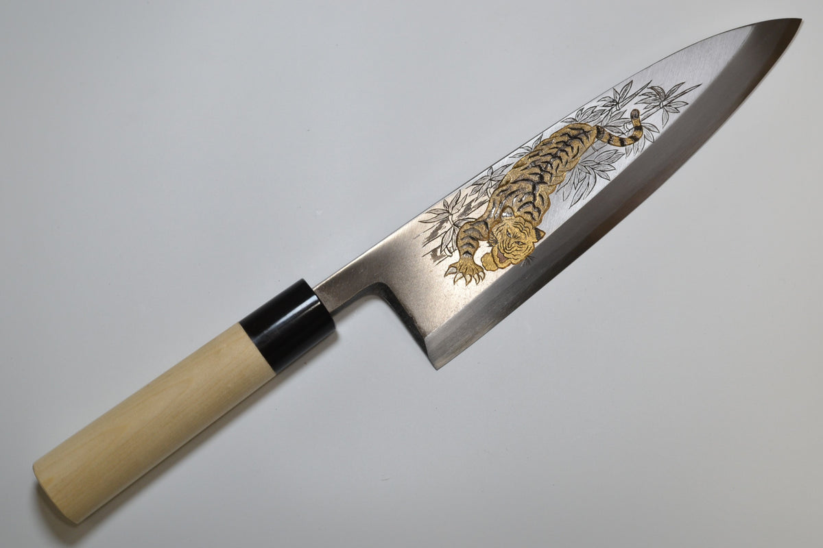 [PRE-ORDER] Michiko Kubota Engraved Deba 240mm — The Tiger’s Gaze