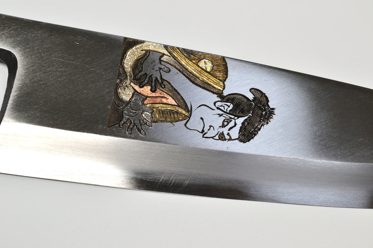 [PRE-ORDER] Michiko Kubota Engraved Deba 210mm — Male Ukiyoe