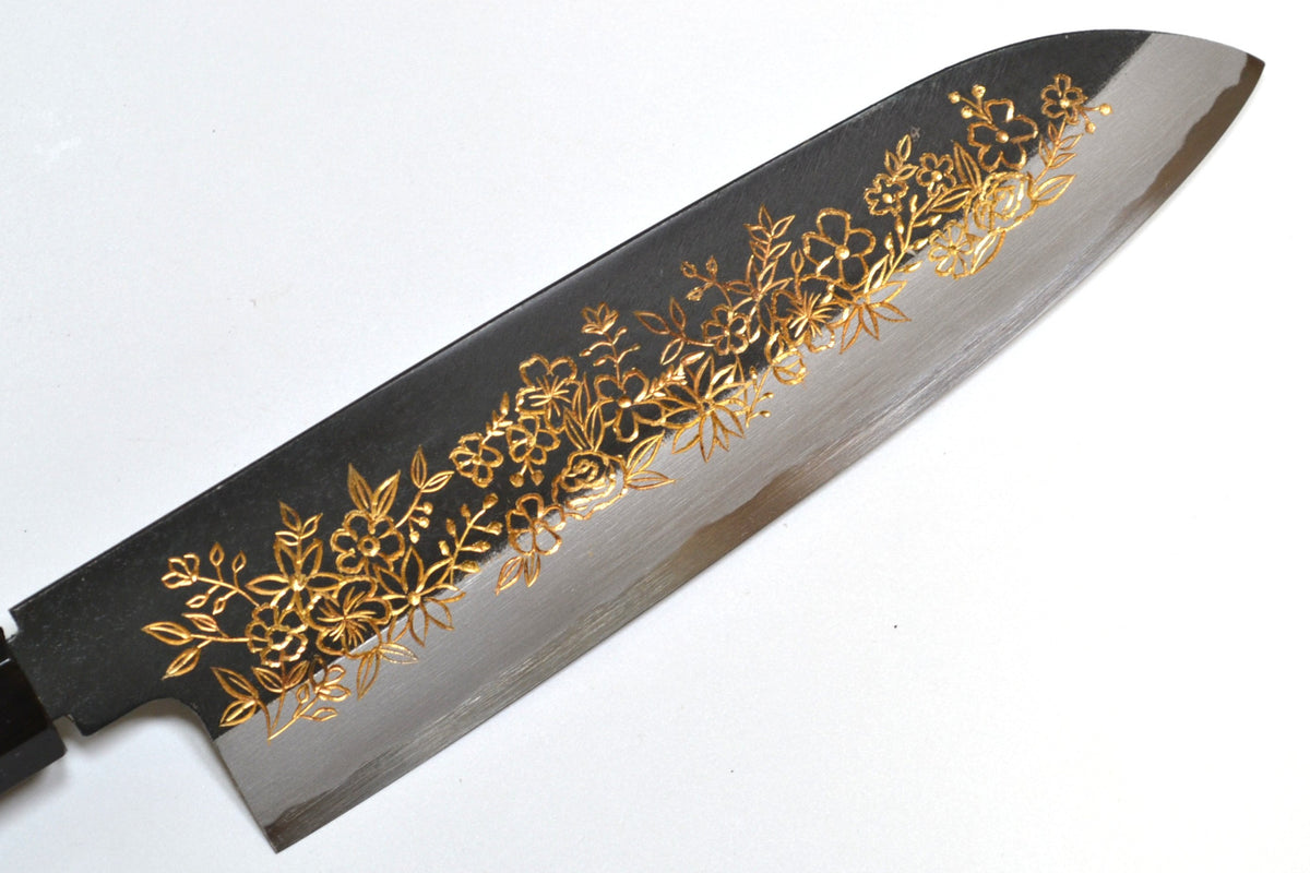 [PRE-ORDER] Michiko Kubota Engraved Santoku 180mm — Flower garden